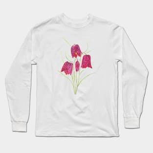 red snake's head fritillary watercolor Long Sleeve T-Shirt